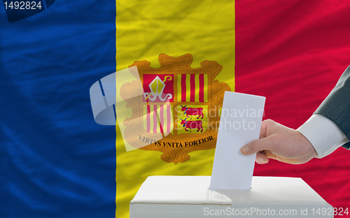 Image of man voting on elections in andora
