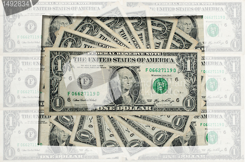 Image of Outline map of Colorado with transparent american dollar banknot