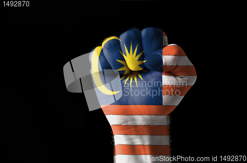 Image of Fist painted in colors of malaysia flag