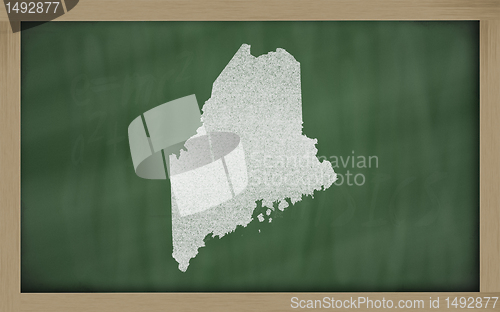 Image of outline map of maine on blackboard 