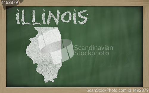 Image of outline map of illinois on blackboard 