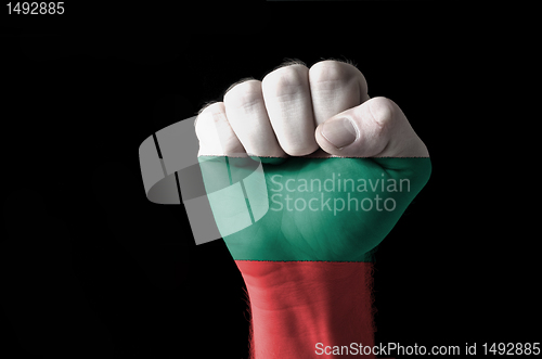 Image of Fist painted in colors of bulgaria flag