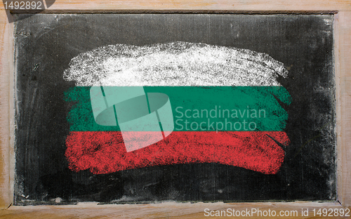 Image of flag of Bulgaria on blackboard painted with chalk  