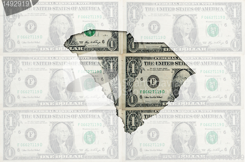 Image of Outline map of south carolina with transparent american dollar b