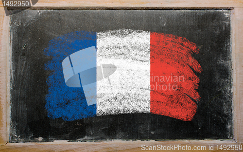 Image of flag of France on blackboard painted with chalk  