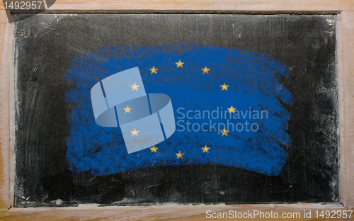 Image of flag of EU on blackboard painted with chalk  