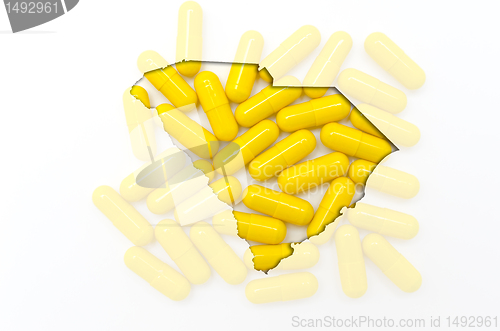 Image of Outline map of south carolina with transparent pills in the back