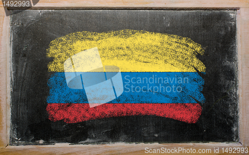 Image of flag of Columbia on blackboard painted with chalk  