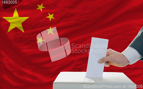 Image of man voting on elections in china