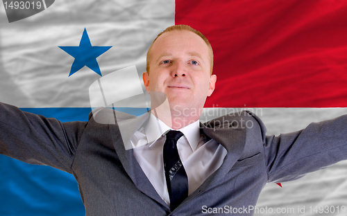 Image of happy businessman because of profitable investment in panama sta