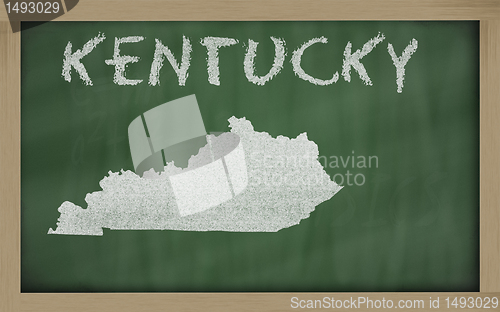 Image of outline map of kentucky on blackboard 