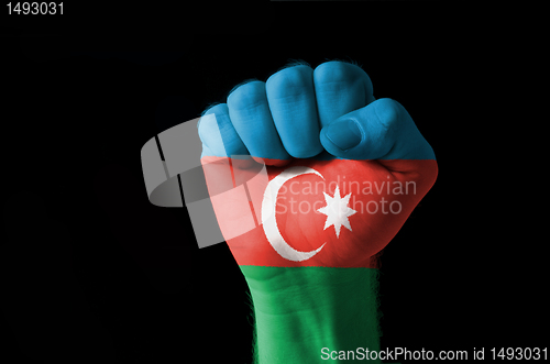 Image of Fist painted in colors of azerbaijan flag