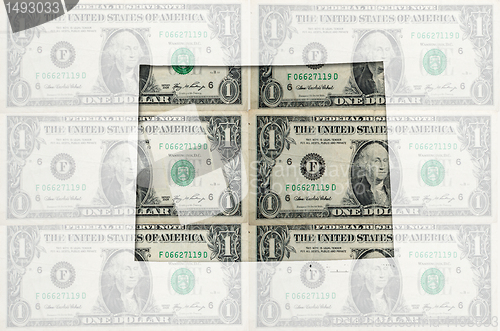 Image of Outline map of wyoming with transparent american dollar banknote