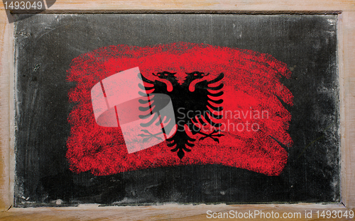 Image of flag of Albania on blackboard painted with chalk  