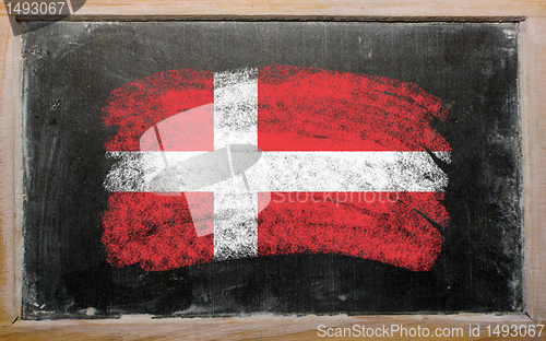 Image of flag of Denmark on blackboard painted with chalk  