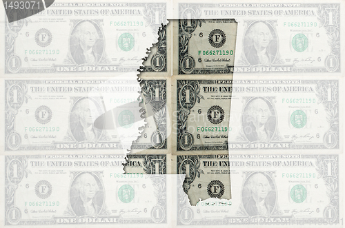 Image of Outline map of mississippi with transparent american dollar bank