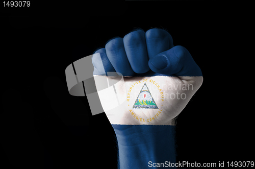 Image of Fist painted in colors of nicaragua flag