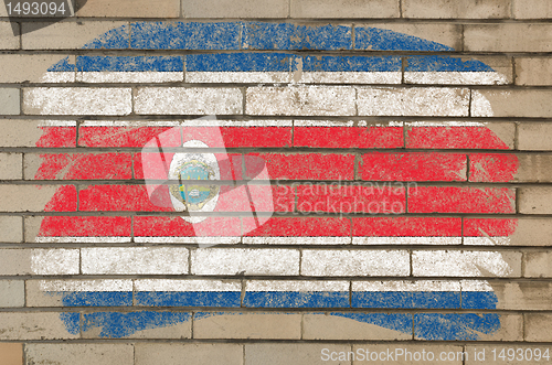 Image of flag of costarica on grunge brick wall painted with chalk  