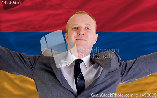 Image of happy businessman because of profitable investment in armenia