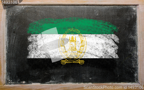 Image of flag of Afghanistan on blackboard painted with chalk  