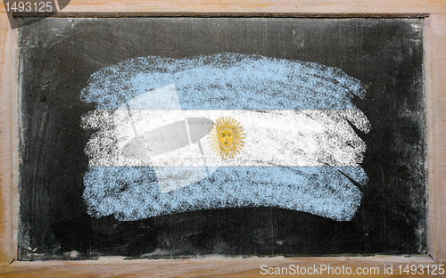 Image of flag of Argentina on blackboard painted with chalk  