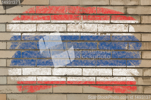 Image of flag Thailand of on grunge brick wall painted with chalk  