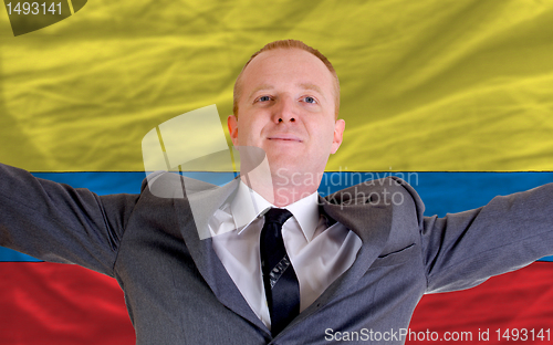 Image of happy businessman because of profitable investment in columbia s