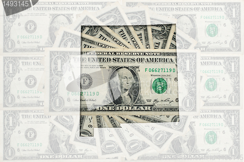 Image of Outline map of missouri with transparent american dollar banknot