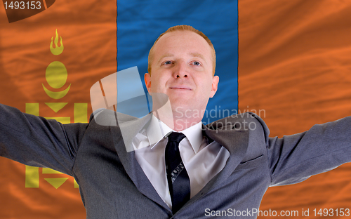 Image of happy businessman because of profitable investment in mongolia s