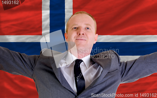 Image of happy businessman because of profitable investment in norway sta