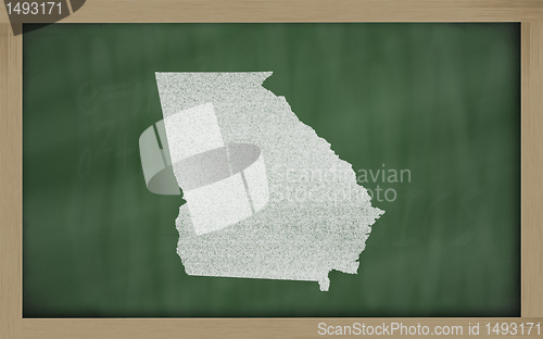 Image of outline map of georgia on blackboard 