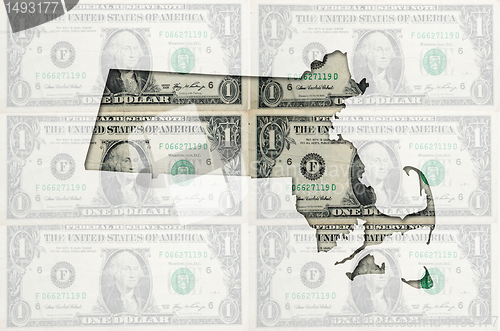 Image of Outline map of massachusetts with transparent american dollar ba