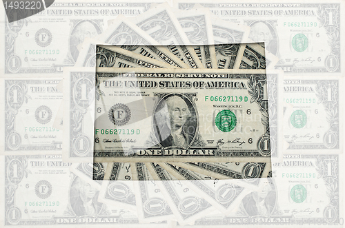 Image of Outline map of wyoming with transparent american dollar banknote