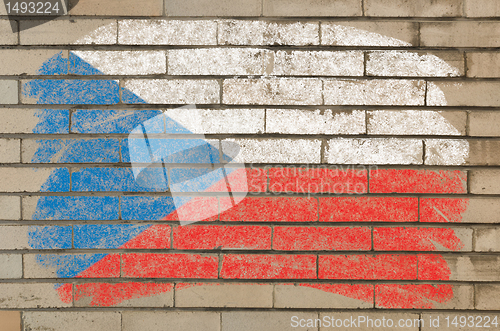 Image of flag of czech on grunge brick wall painted with chalk  