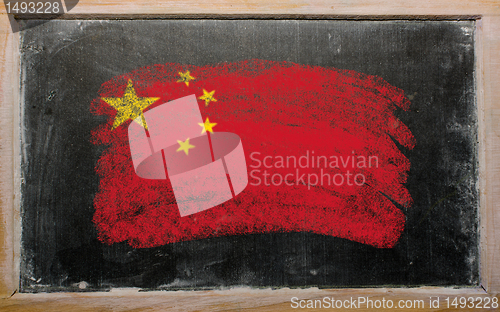 Image of flag of China on blackboard painted with chalk  