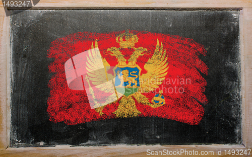 Image of flag of  on blackboard painted with chalk  