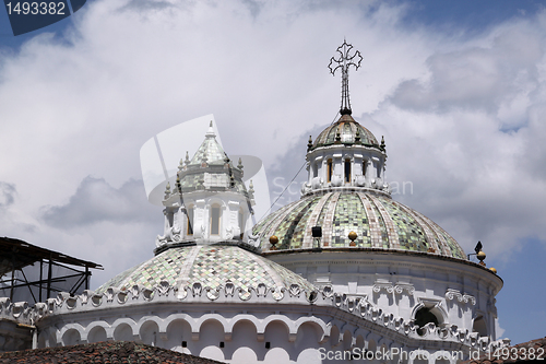 Image of Top of white church