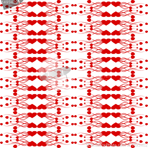 Image of Seamless floral and heart pattern