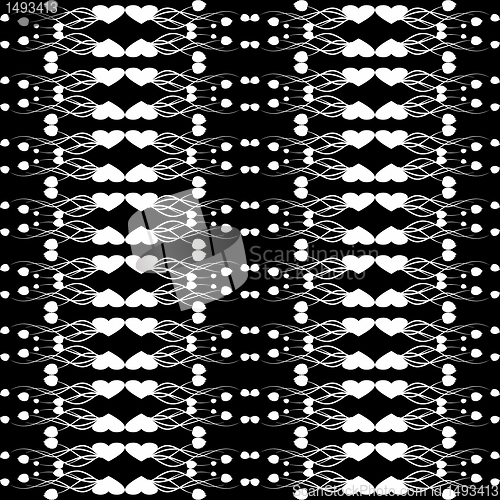 Image of Seamless floral and heart pattern