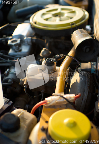 Image of Engine, open hood of car