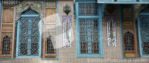 Image of Old Tunisian window with classical Arab ornaments