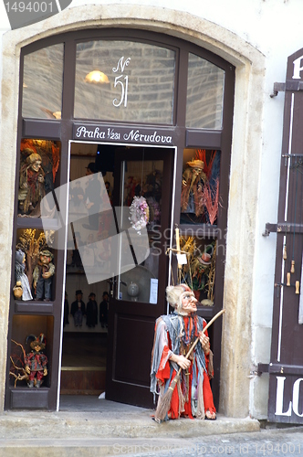 Image of Prague street shop with puppets