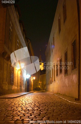 Image of Prague street at night