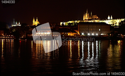 Image of Prague castle at night