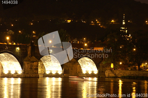 Image of Prague charles bridge at night