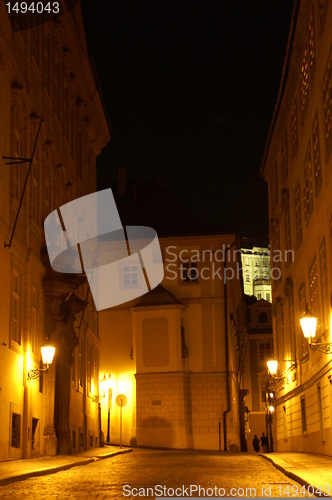 Image of Prague street at night