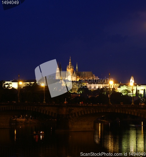 Image of Prague castle at night