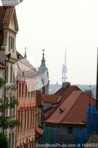 Image of Prague street and roofs
