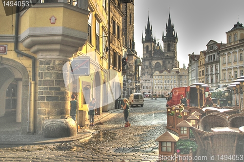 Image of Prague square at morning