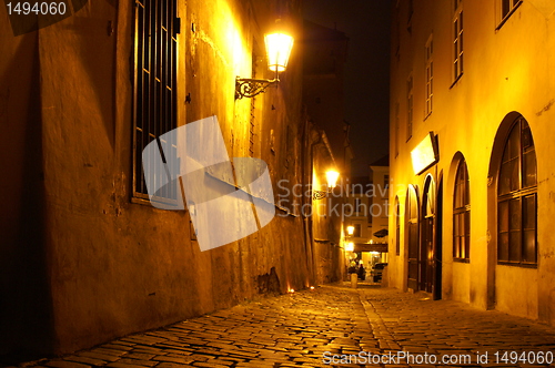 Image of Prague street at night